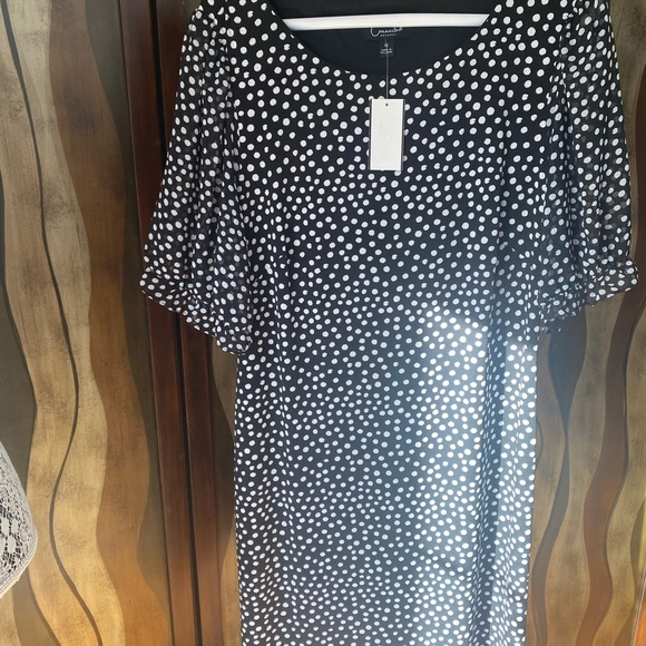NWT Connected Women’s Black/white  Polka-dot Puff-sleeve Sheath Dress, size 12 - Picture 5 of 5